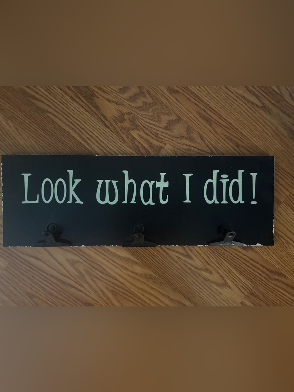 Playful Black Wall Hook Sign with Pale Greenish/white  Lettering